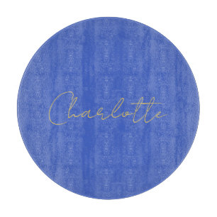 Calligraphy Gold Color Deep Royal Custom Name Cutting Board