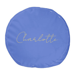 Calligraphy Gold Color Deep Royal Custom Name Pouf