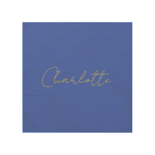 Calligraphy Gold Color Deep Royal Custom Name Wood Wall Art