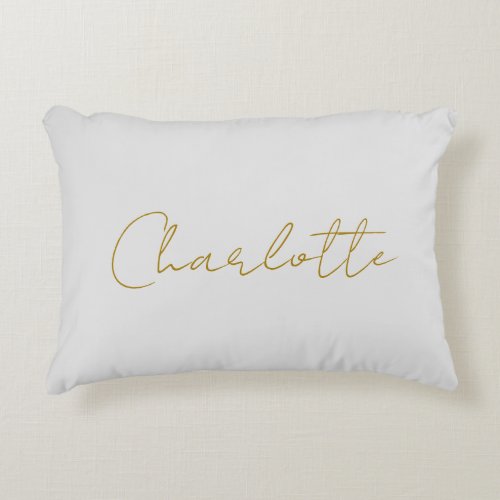 Calligraphy Gold Color Grey Custom Personal Edit Accent Pillow