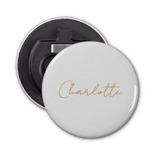 Calligraphy Gold Color Grey Custom Personal Edit Bottle Opener