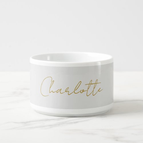 Calligraphy Gold Color Grey Custom Personal Edit Bowl