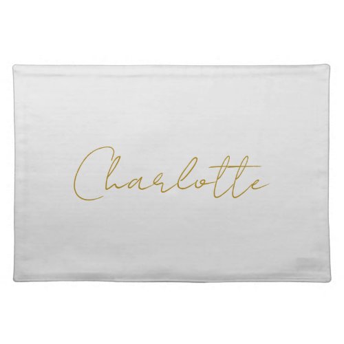 Calligraphy Gold Color Grey Custom Personal Edit Cloth Placemat