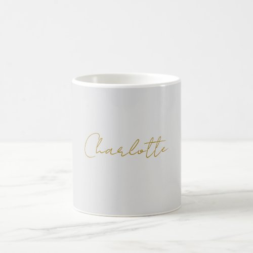 Calligraphy Gold Color Grey Custom Personal Edit Coffee Mug
