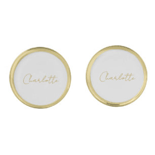 Calligraphy Gold Color Grey Custom Personal Edit Cufflinks