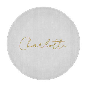 Calligraphy Gold Color Grey Custom Personal Edit Cutting Board