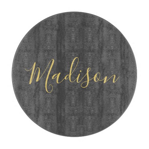 Calligraphy Gold Color Grey Custom Personal Edit Cutting Board