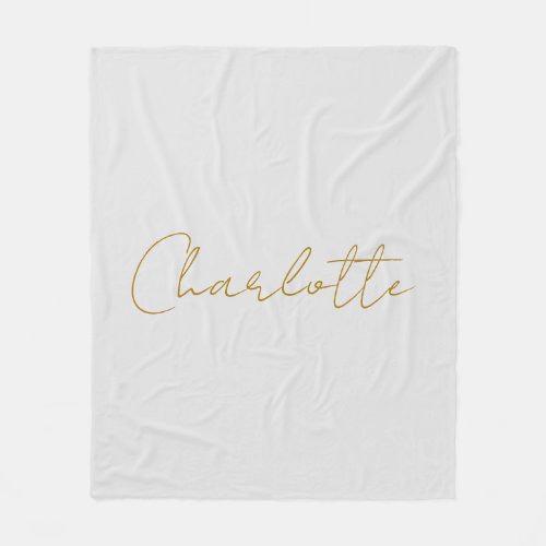 Calligraphy Gold Color Grey Custom Personal Edit Fleece Blanket