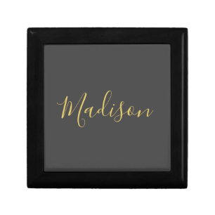 Calligraphy Gold Color Grey Custom Personal Edit Gift Box