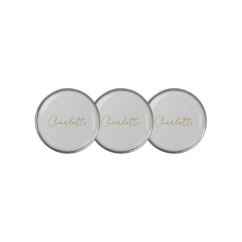 Calligraphy Gold Color Grey Custom Personal Edit Golf Ball Marker