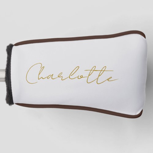 Calligraphy Gold Color Grey Custom Personal Edit Golf Head Cover