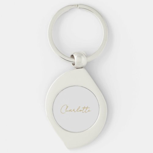 Calligraphy Gold Color Grey Custom Personal Edit Keychain