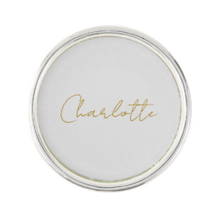 Calligraphy Gold Color Grey Custom Personal Edit Lapel Pin