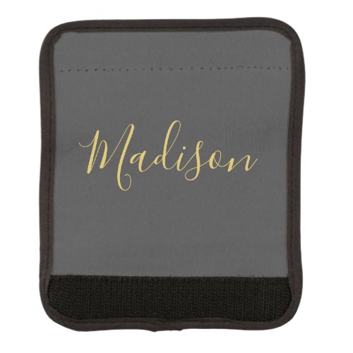 Calligraphy Gold Color Grey Custom Personal Edit Luggage Handle Wrap