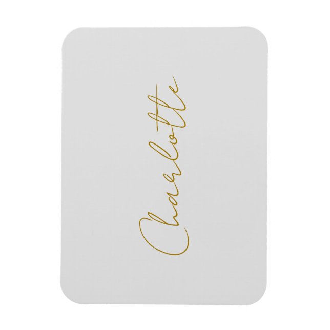 Calligraphy Gold Color Grey Custom Personal Edit Magnet (Vertical)