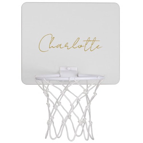 Calligraphy Gold Color Grey Custom Personal Edit Mini Basketball Hoop