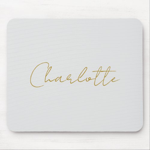 Calligraphy Gold Color Grey Custom Personal Edit Mouse Pad
