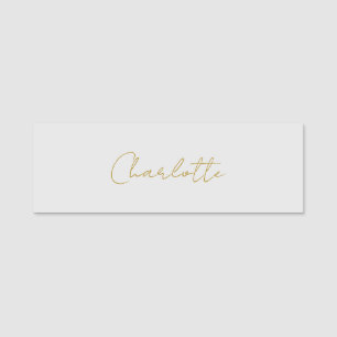 Calligraphy Gold Color Grey Custom Personal Edit Name Tag
