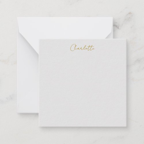 Calligraphy Gold Color Grey Custom Personal Edit Note Card