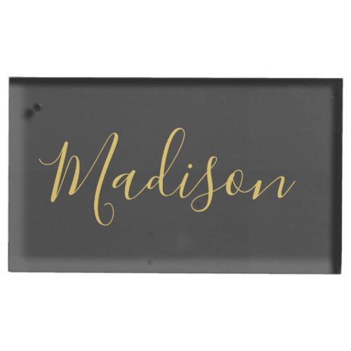 Calligraphy Gold Color Grey Custom Personal Edit Place Card Holder