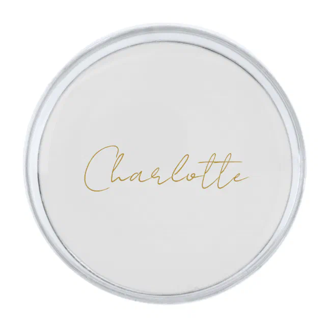 Calligraphy Gold Color Grey Custom Personal Edit Silver Finish Lapel ...