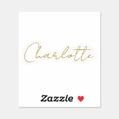 Calligraphy Gold Color Grey Custom Personal Edit Sticker