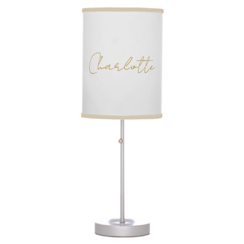 Calligraphy Gold Color Grey Custom Personal Edit Table Lamp