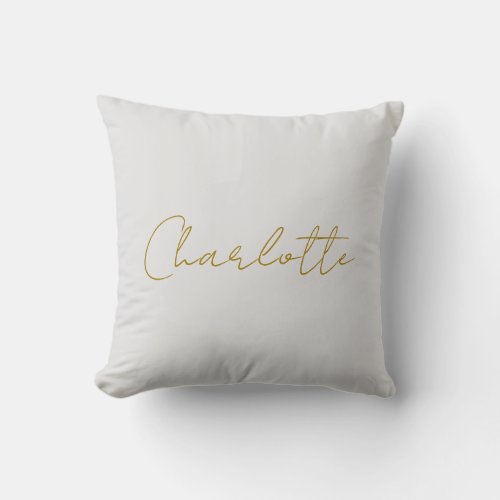 Calligraphy Gold Color Grey Custom Personal Edit Throw Pillow