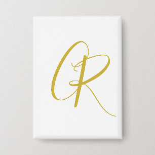Calligraphy Gold Color Monogram Modern Minimalist  Button
