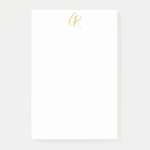 Calligraphy Gold Color Monogram Modern Minimalist Post-it Notes