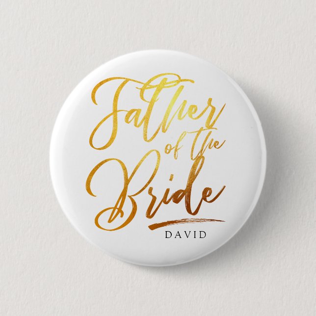 Calligraphy Gold Father of the bride elegant Button (Front)