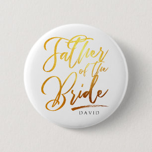 Calligraphy Gold Father of the bride elegant Button