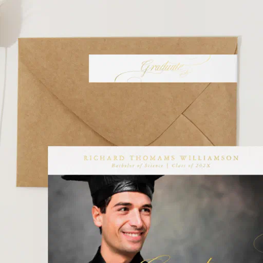 calligraphy gold foil customizable graduation wrap around label