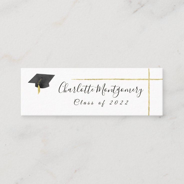 Calligraphy Gold Foil Graduation Name Card | Zazzle