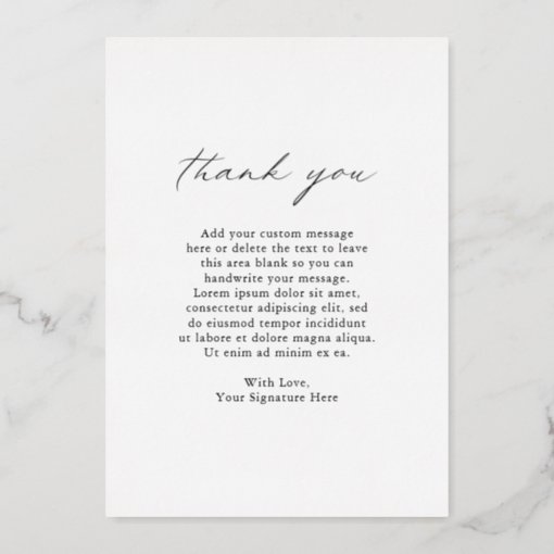 Calligraphy Gold Foil Photo Wedding Thank You Card | Zazzle