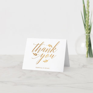 Calligraphy Gold Foil Wedding Lux Thank You Card