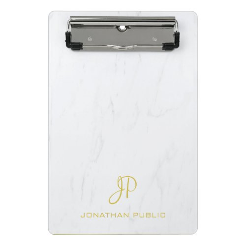 Calligraphy Gold Monogram Professional Marble Chic Mini Clipboard
