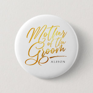 Calligraphy Gold Mother of the Groom elegant Button
