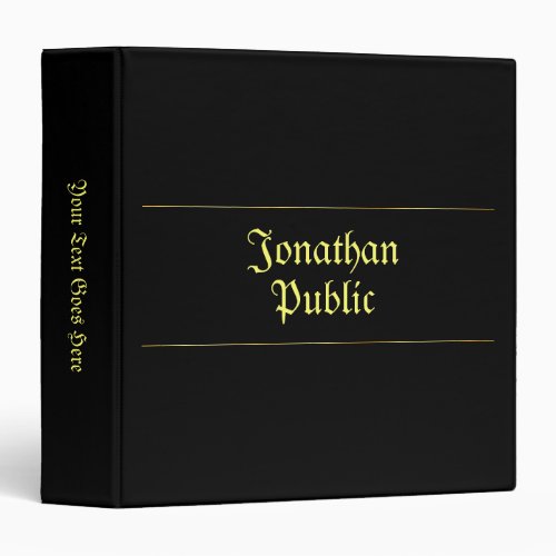 Calligraphy Gold Name Old Style Font Template 3 Ring Binder
