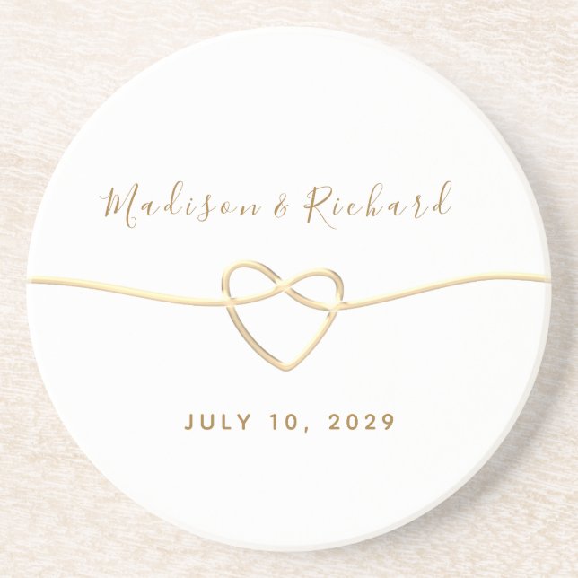 Calligraphy Gold Wedding Coaster (Front)