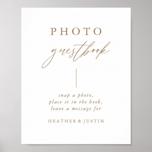 Calligraphy Gold Wedding Photo Guestbook Sign 
