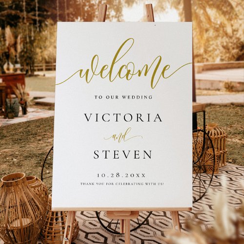 Calligraphy Gold Welcome Wedding Sign