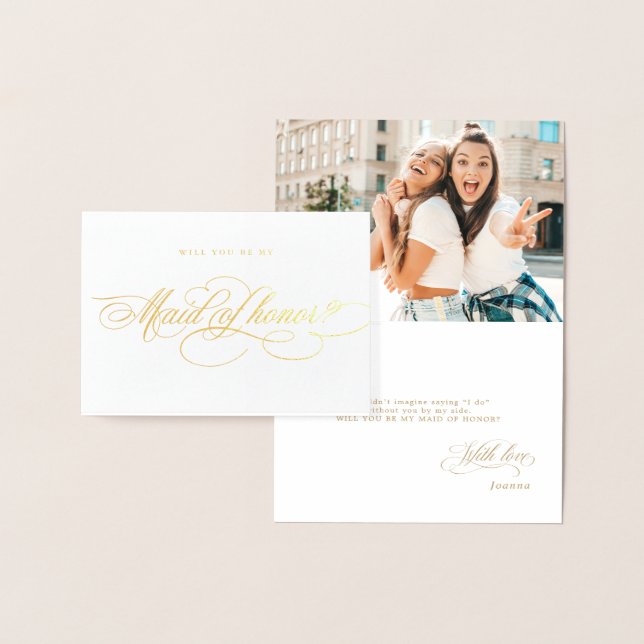 Calligraphy Gold Will You Be My Maid of Honor Foil Card (Display)
