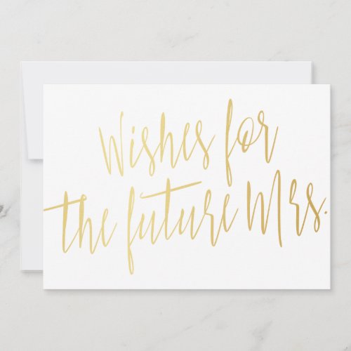 Calligraphy gold Wishes for the future Mrs Advice Card