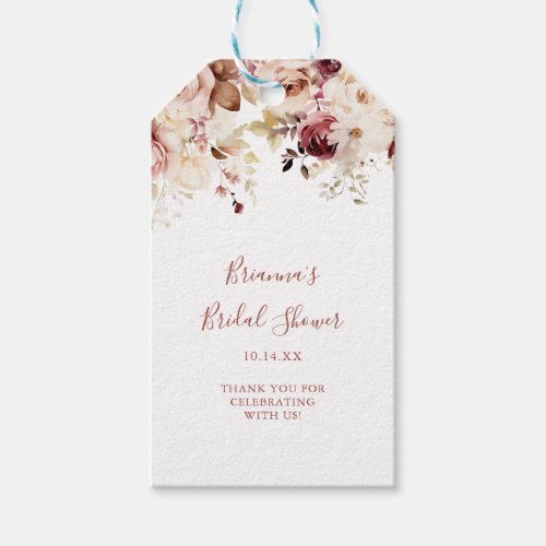 Calligraphy Graceful Floral Bridal Shower Gift Tags