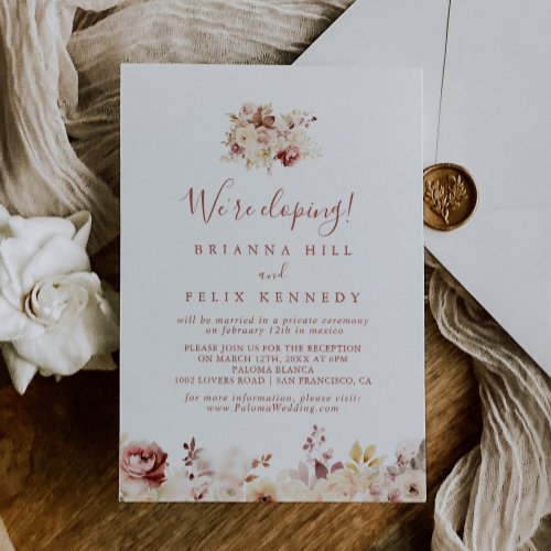 Calligraphy Graceful Floral Elopement Reception Invitation