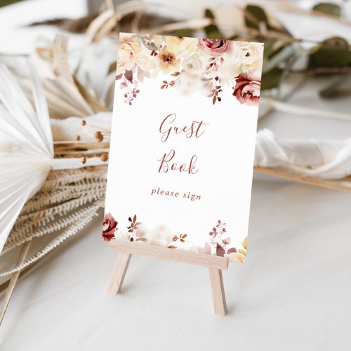 Calligraphy Graceful Floral Guest Book Sign