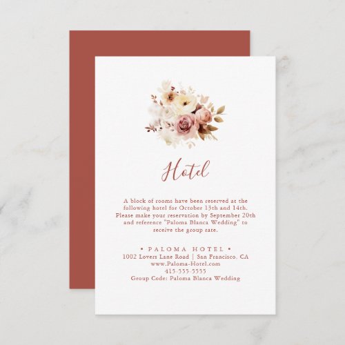 Calligraphy Graceful Floral Hotel Enclosure Card