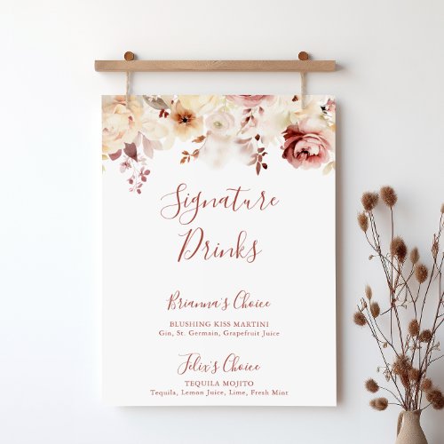 Calligraphy Graceful Floral Signature Drinks Sign