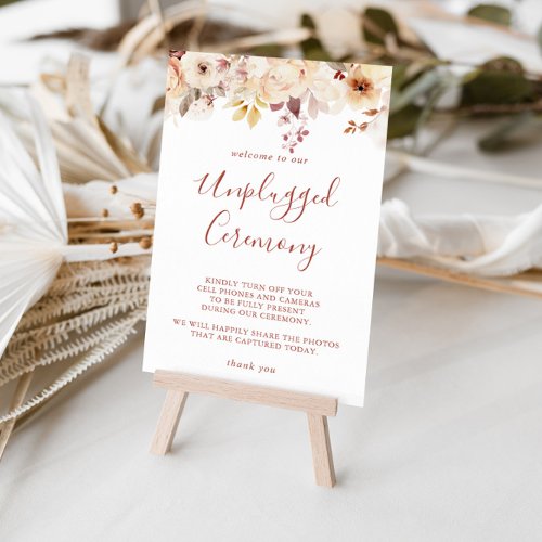  Calligraphy Graceful Floral Unplugged Ceremony  Poster